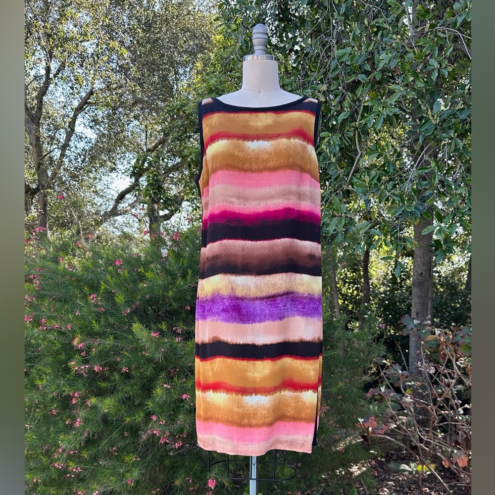 Ann Taylor ombre striped column midi dress - size 12P
